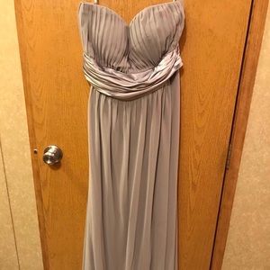 Strapless silver formal dress